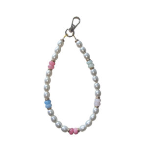 Handykette mit Perlen in weiss rosa für Handgelenk