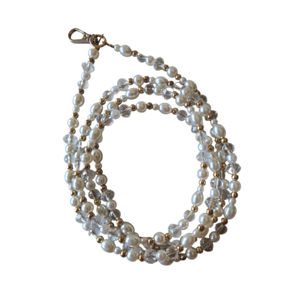 Handykette perlen weiss